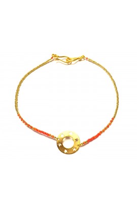 Dětský náhrdelník SYMBOL "choker" oranžovo-zlatý
